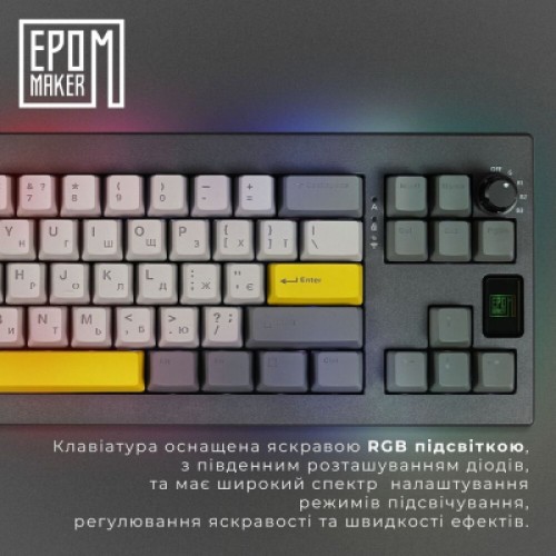 Клавиатура Epomaker Shadow-X 70 Flamingo Switch Hot-Swap LCD Screen RGB Wireless/Bluetooth/USB UA Black (SHX-B-F)