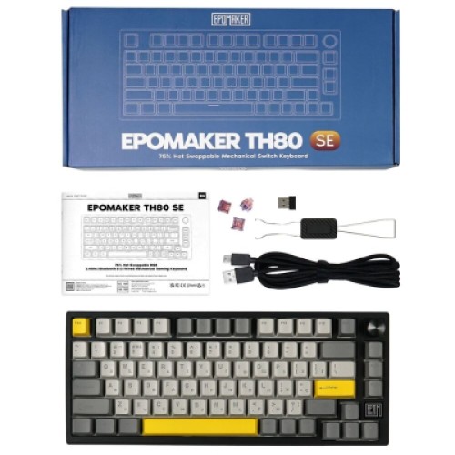 Клавиатура Epomaker TH80 SE 75 Flamingo Switch Hot-Swap RGB Wireless/Bluetooth/USB UA Black (TH80-SE-B-F)