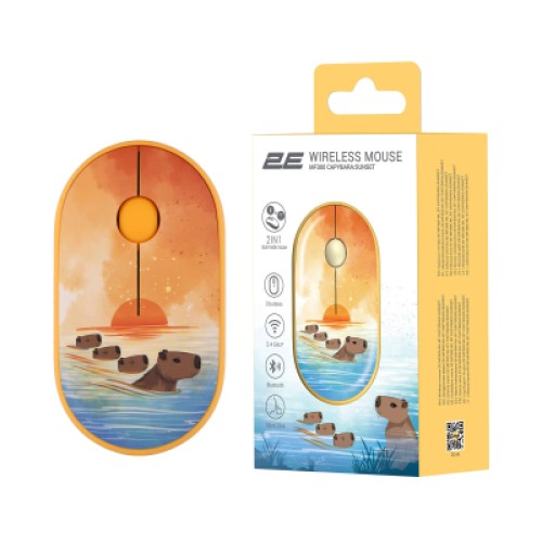Мышка 2E MF300 CAPYBARASUNSET Silent Wireless/Bluetooth Yellow (2E-MF300WCAPIBARAYW)