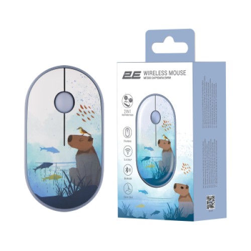 Мышка 2E MF300 CAPYBARASWIM Silent Wireless/Bluetooth Blue (2E-MF300WCAPIBARABL)
