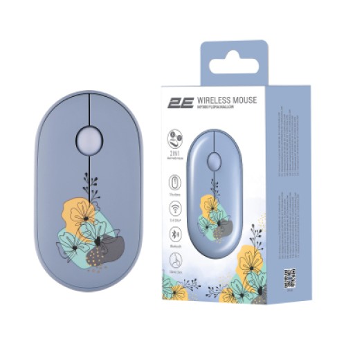 Мышка 2E MF300 FLORAMALLOW Silent Wireless/Bluetooth Blue (2E-MF300WFLORABL)