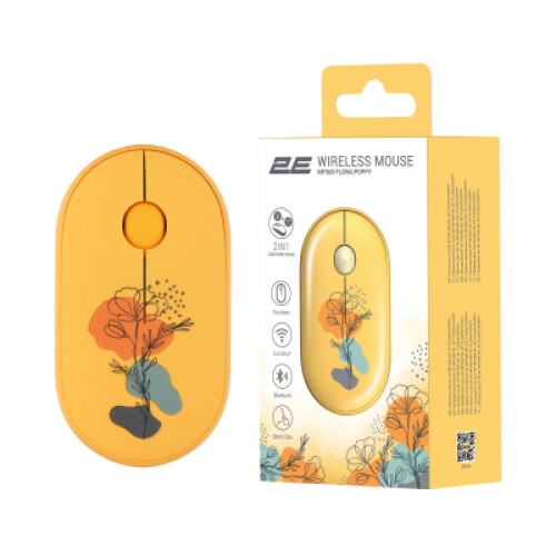 Мышка 2E MF300 FLORAPOPPY Silent Silent Wireless/Bluetooth Yellow (2E-MF300WFLORAYW)