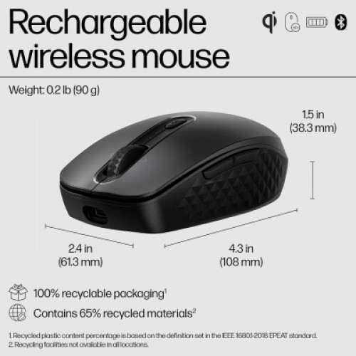 Мышка HP 690 Rechargeable Bluetooth Black (7M1D4AA)