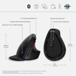 Мышка HP 920 Ergonomic Vertical Wireless/Bluetooth Black (6H1A4AA)