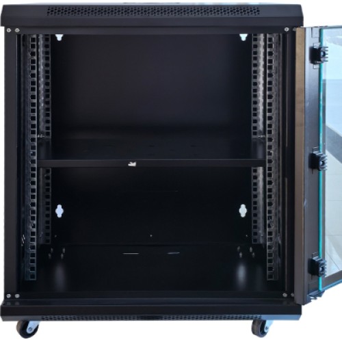 Шкаф настенный GEAR 12U 19'' 600x600x600 мм, + полка 19", black (GWMSN-12U-600-600)