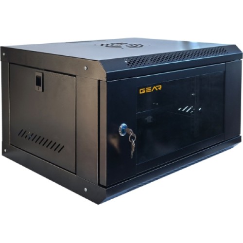 Шкаф настенный GEAR 6U 19'' 600x600x300 мм, + полка 19", black (GWMSN-6U-600-600)