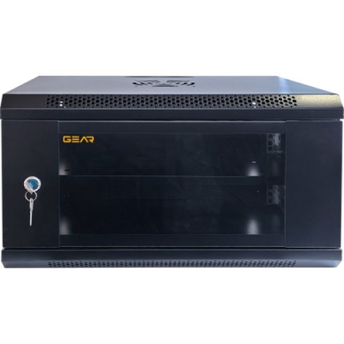 Шкаф настенный GEAR 6U 19'' 600x600x300 мм, + полка 19", black (GWMSN-6U-600-600)