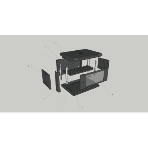 Шкаф настенный GEAR 6U 19'' 600x600x300 мм, + полка 19", black (GWMSN-6U-600-600)