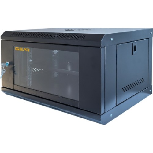 Шкаф настенный GEAR 6U 19'' 600x600x300 мм, + полка 19", black (GWMSN-6U-600-600)