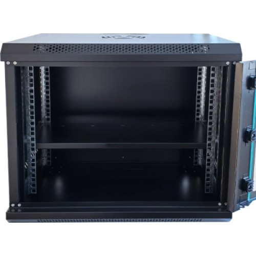 Шкаф настенный GEAR 9U 19'' 600x600x450 мм, + полка 19", black (GWMSN-9U-600-600)