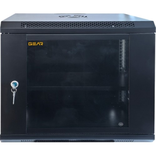 Шкаф настенный GEAR 9U 19'' 600x600x450 мм, + полка 19", black (GWMSN-9U-600-600)