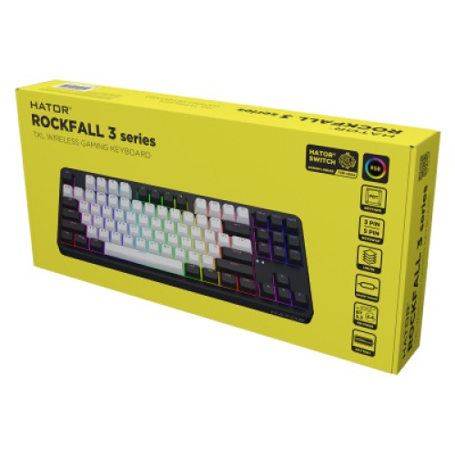 Клавиатура Hator Rockfall 3 Mecha TKL QMK/VIA Orange Wireless Black (HTK850UA)