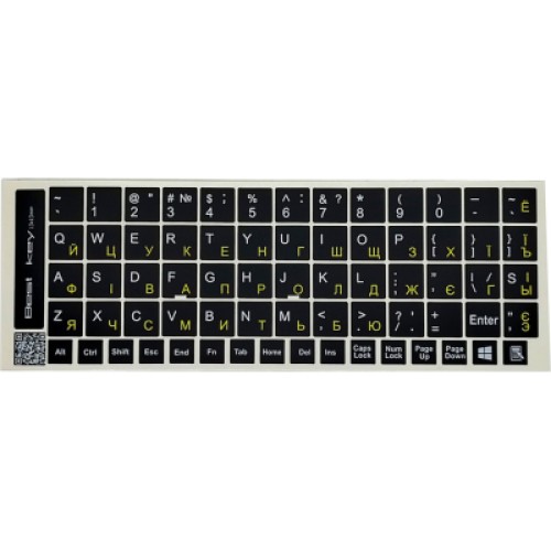 Наклейка на клавиатуру BestKey непрозрачная чорная, 68, желтый (BK13YEL/022)