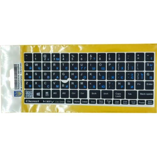 Наклейка на клавиатуру BestKey непрозрачная чорная, 76, синий (BKU13BLU/013)