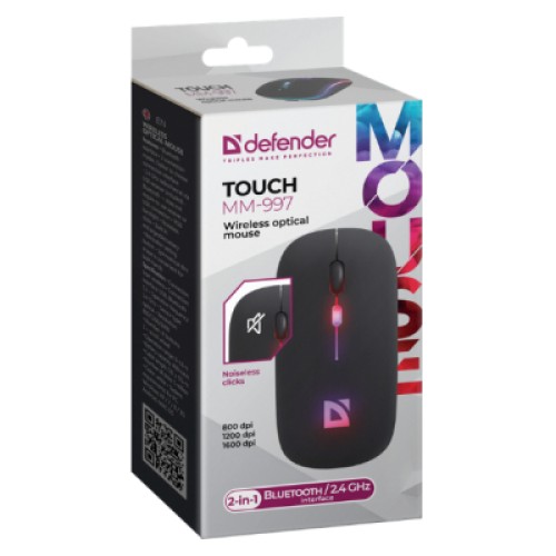 Мышка Defender Touch MM-997 Silent Wireless RGB Black (52997)