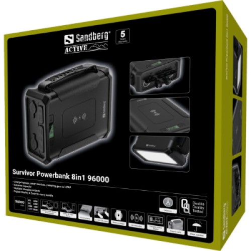 Батарея универсальная Sandberg 96000mAh, Survivor, DC/84W, PD/60W, Cigar Lighter 180W, Wireless, LiFePo4 (420-78)