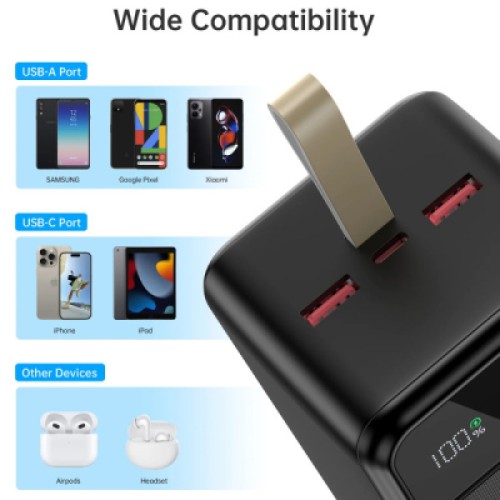 Батарея универсальная Choetech 50000mAh, PD QC/3.0/22.5W, USB-C In/out, 2*USB-A (B732-ACBK)