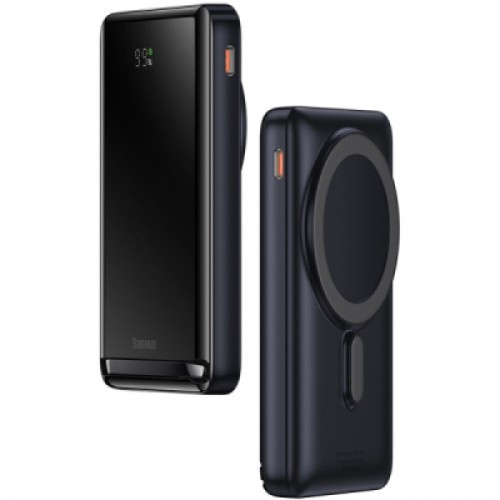 Батарея универсальная Baseus Magnetic Wireless Bracket 10000mAh 20W, PD QC/3.0, Qi + cabel 60W 0.5м, black (PPCX000003)