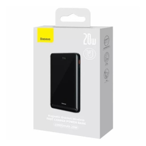 Батарея универсальная Baseus Magnetic Wireless Bracket 10000mAh 20W, PD QC/3.0, Qi + cabel 60W 0.5м, black (PPCX000003)