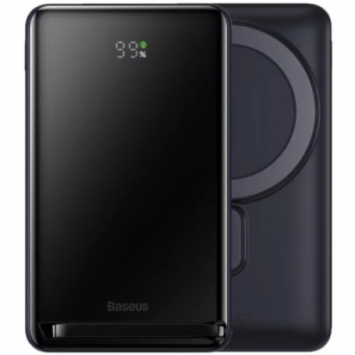 Батарея универсальная Baseus Magnetic Wireless Bracket 10000mAh 20W, PD QC/3.0, Qi + cabel 60W 0.5м, black (PPCX000003)