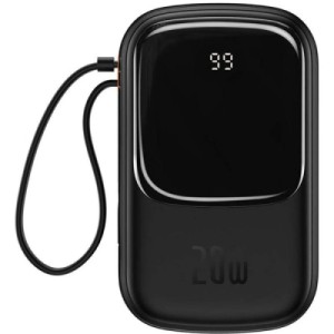 Батарея універсальна Baseus Qpow 20000mAh 20W, PD/3.0, QC/3.0, built-in lightning, black (PPQD060201)