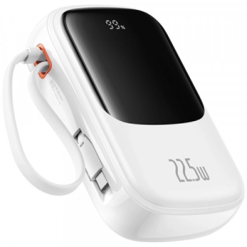 Батарея универсальная Baseus Qpow Pro+ 20000mAh 22,5W, PD/3.0, QC/3.0, FCP, AFC, built-in USB-C cable, white (P10067103213-00)