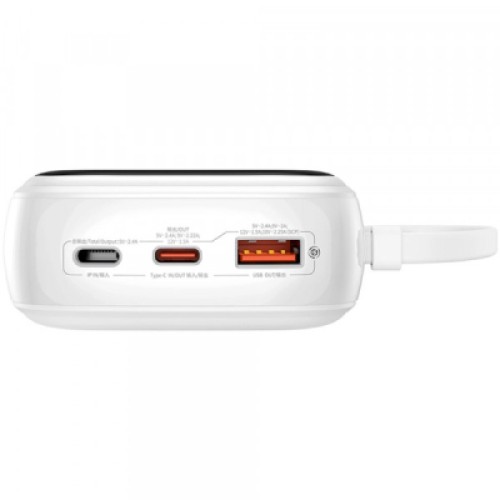 Батарея универсальная Baseus Qpow Pro+ 20000mAh 22,5W, PD/3.0, QC/3.0, FCP, AFC, built-in USB-C cable, white (P10067103213-00)
