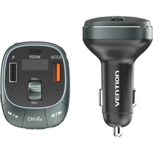 FM модулятор VENTION PD 54W 3-Port USB (C+A+A) LED/USB Flash/Bluetooth, вольтметр (FFLB0)