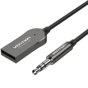 FM модулятор Vention AUX TRS 3.5мм USB Bluetooth 5.0 Coiled Cable 1.5M Gray Zinc (NAGHG)