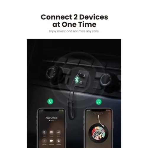FM модулятор Ugreen Bluetooth 5.0 Aux with mic CM309 UGREEN Black (70601)