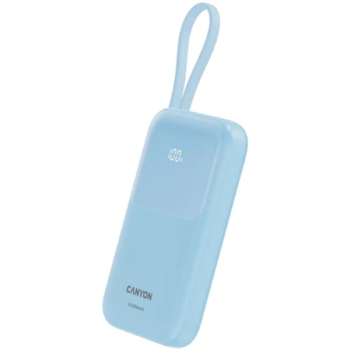 Батарея универсальная Canyon 10000mAh OnPower 101 PD/22.5W built-in cable Blue (CNS-CPB101BL)