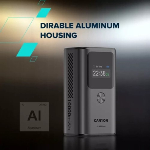Батарея универсальная Canyon 10000mAh OnPower 130 TFT PD/30W Dark Grey (CNS-CPB130DG)