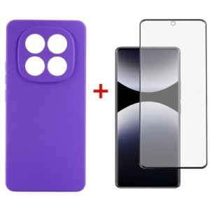 Чехол для мобильного телефона Dengos Kit Xiaomi Redmi Note 14 Pro case Carbon + glass (Purple) (DG-KM-130)