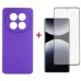 Чехол для мобильного телефона Dengos Kit Xiaomi Redmi Note 14 Pro case Carbon + glass (Purple) (DG-KM-130)