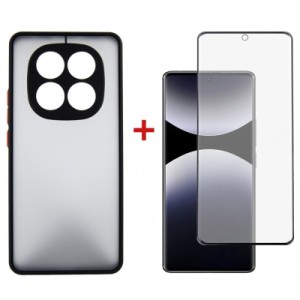 Чехол для мобильного телефона Dengos Kit Xiaomi Redmi Note 14 Pro case Matte + glass (Black) (DG-KM-128)