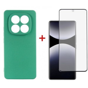 Чехол для мобильного телефона Dengos Kit Xiaomi Redmi Note 14 Pro case Soft + glass (Mint) (DG-KM-132)