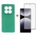 Чехол для мобильного телефона Dengos Kit Xiaomi Redmi Note 14 Pro case Soft + glass (Mint) (DG-KM-132)