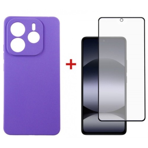 Чехол для мобильного телефона Dengos Kit Xiaomi Redmi Note 14 case Carbon + glass (Purple) (DG-KM-129)
