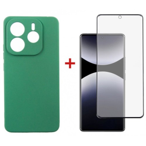 Чехол для мобильного телефона Dengos Kit Xiaomi Redmi Note 14 case Soft + glass (Mint) (DG-KM-131)