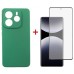 Чехол для мобильного телефона Dengos Kit Xiaomi Redmi Note 14 case Soft + glass (Mint) (DG-KM-131)