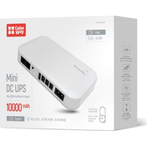 Источник бесперебойного питания ColorWay CW-PB100LI3WT 10000mAh 21W (CW-PB100LI3WT)