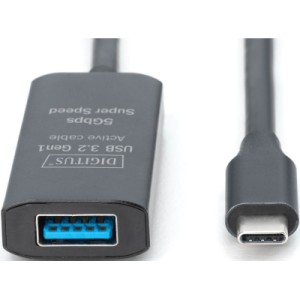 Дата кабель USB-С Male to USB-A Female 5.0m USB3.2 Gen1 Active 5G Digitus (DA-73110)