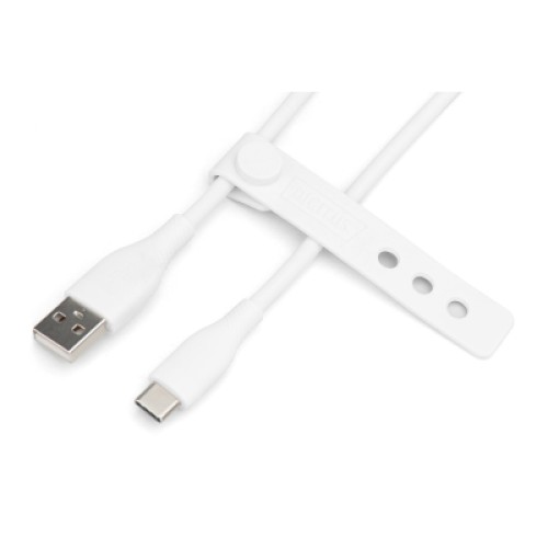 Дата кабель USB 2.0 AM to Type-C 1.0m 60W white Digitus (AK-300340-010-W)