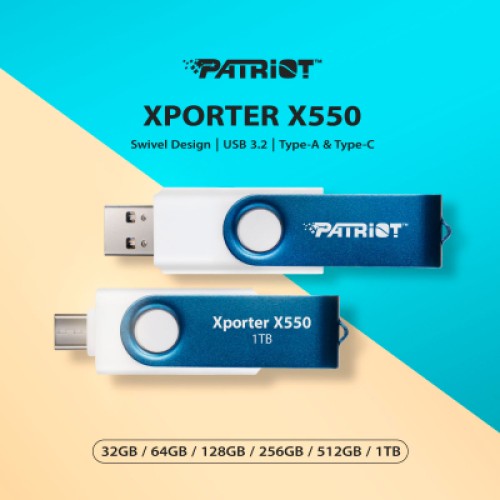 USB флеш накопитель Patriot 64GB Xporter X550 USB 3.2/Type-C (PS64GX550AAD)