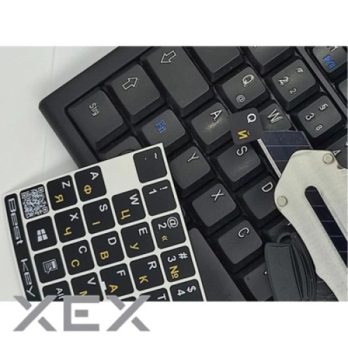 Наклейка на клавиатуру BestKey непрозрачная чорная, 76, желтый (BKU13YEL/012)