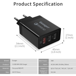 Зарядний пристрій Essager ECTQC3-FBB01