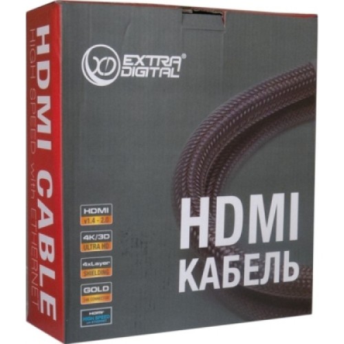 Кабель мультимедийный HDMI to HDMI 10.0m V2.0 4Kx2K Extradigital (KBH1881)