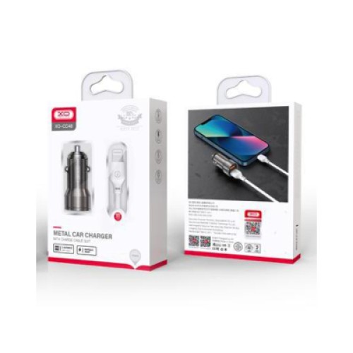 Зарядное устройство XO CC48 + cable Lightning Smart Metal 2USB, 2.4A Grey (XO-CC48i-GR)