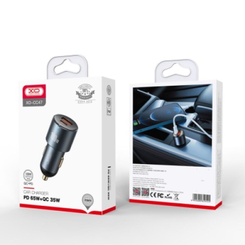 Зарядное устройство XO CC47 1 USB 65W + 1 Type-C PD 35W (100W) Black (XO-CC47-BK)
