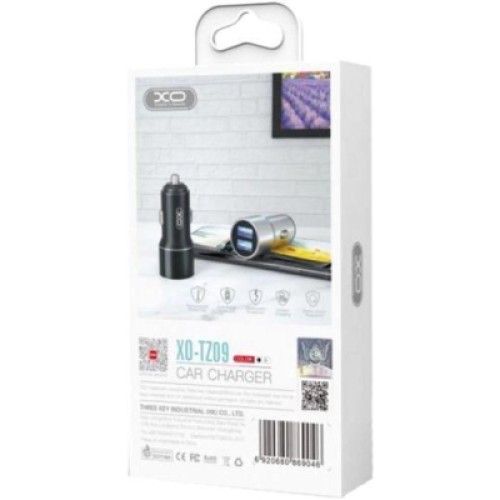 Зарядное устройство XO TZ09 2.4A/2 USB + cable Type-C Black (XO-TZ09T-BK)